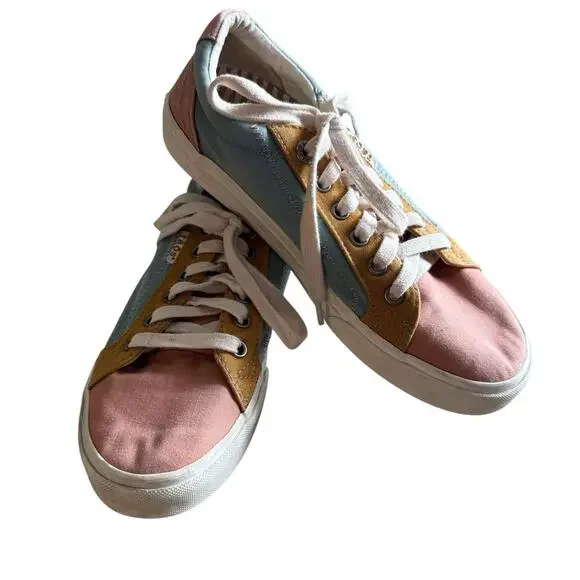 Taos Shoes Womens Star Canvas Lace Up Casual Comfort Sneakers Pink Multi 7.5145 - Picture 1 of 9